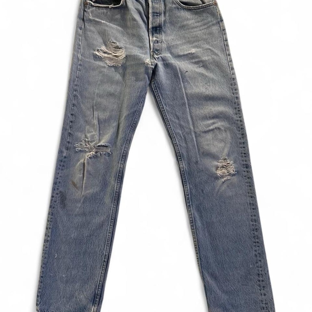 Levi's Light Blue Distressed Straight Jeans